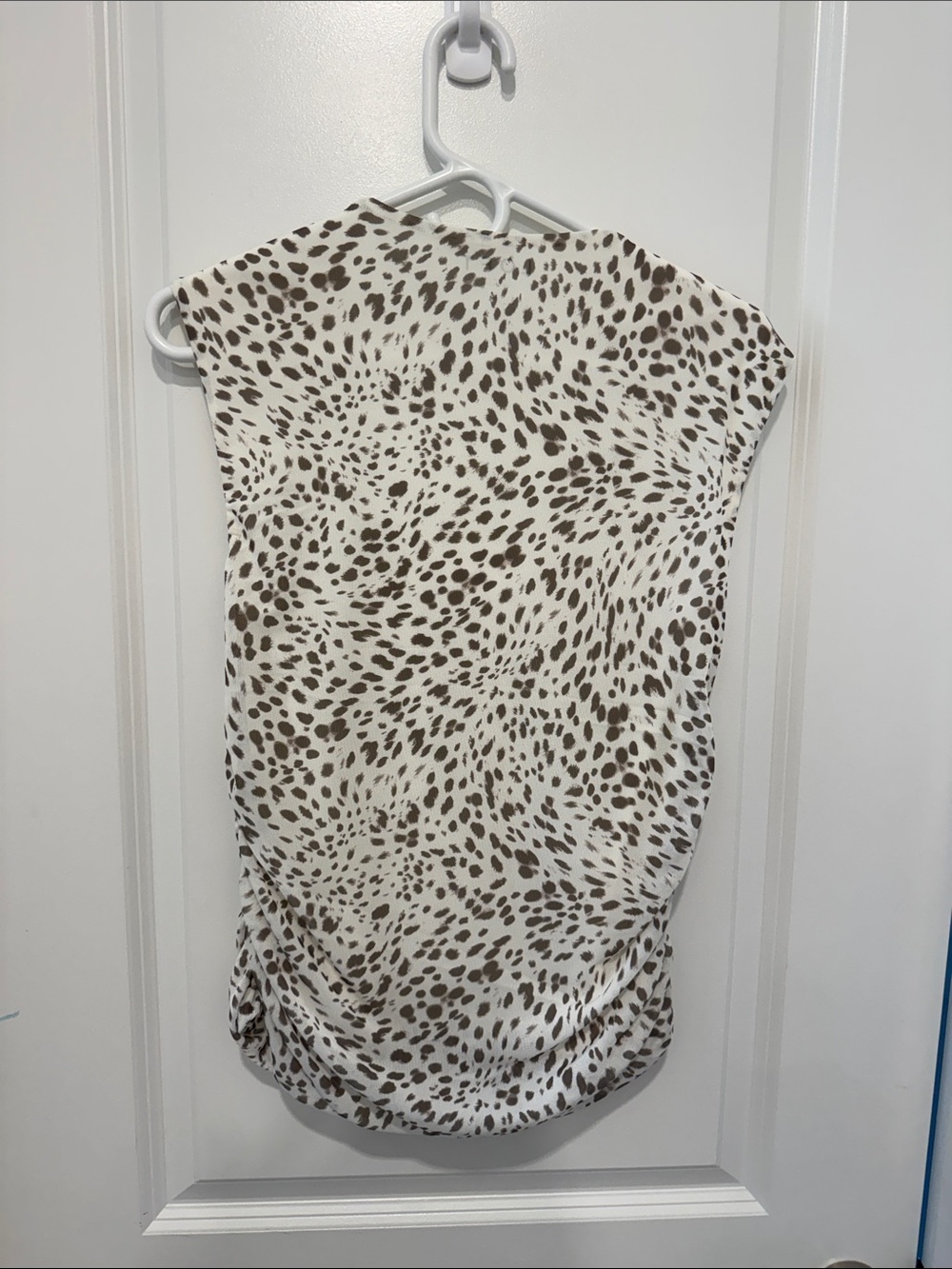 Cheetah Print Mesh Ruched Square Neck Top - Picture 6 of 7